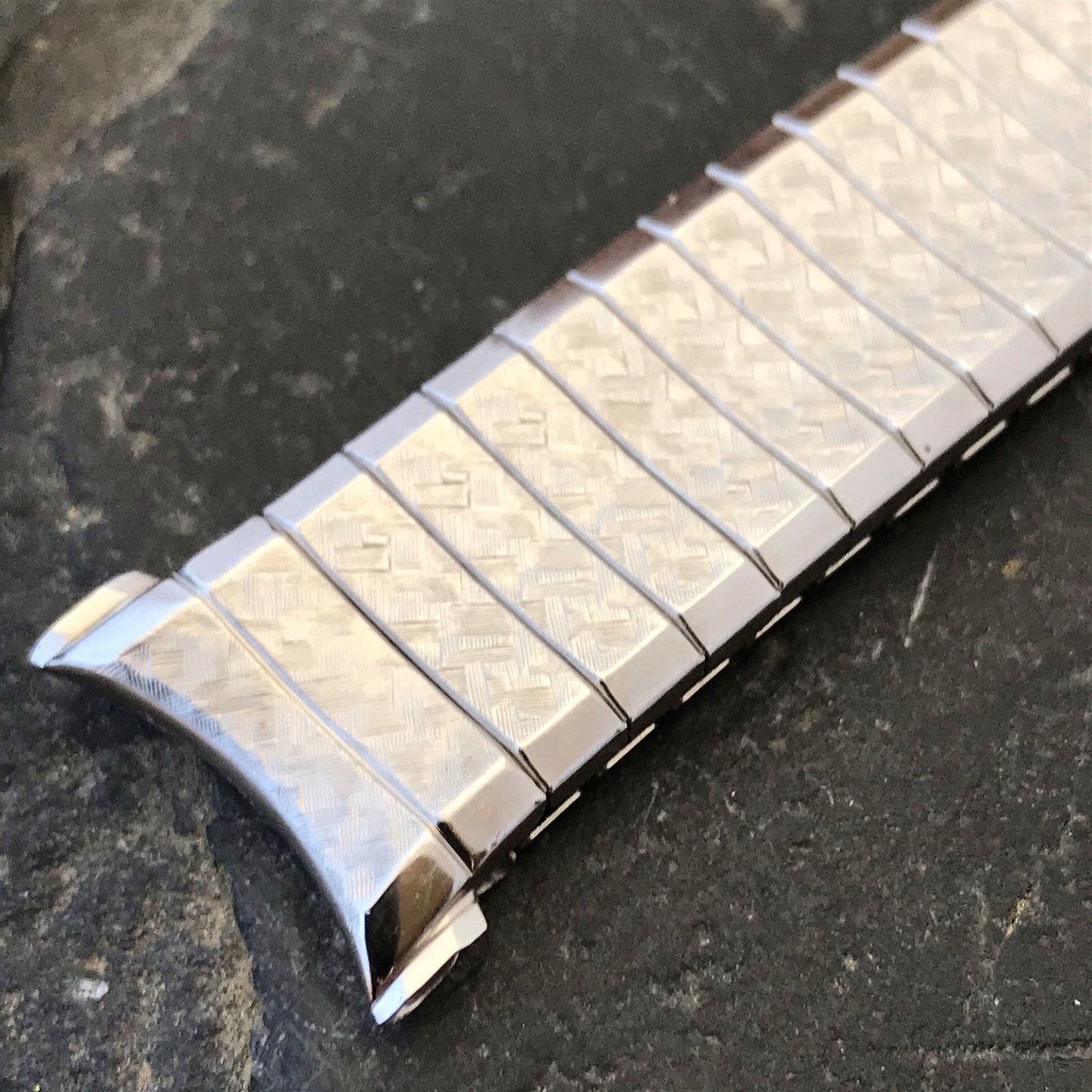 10k White Gold-Filled 19mm Speidel USA Fairway Unused 1960s Vintage Watch Band