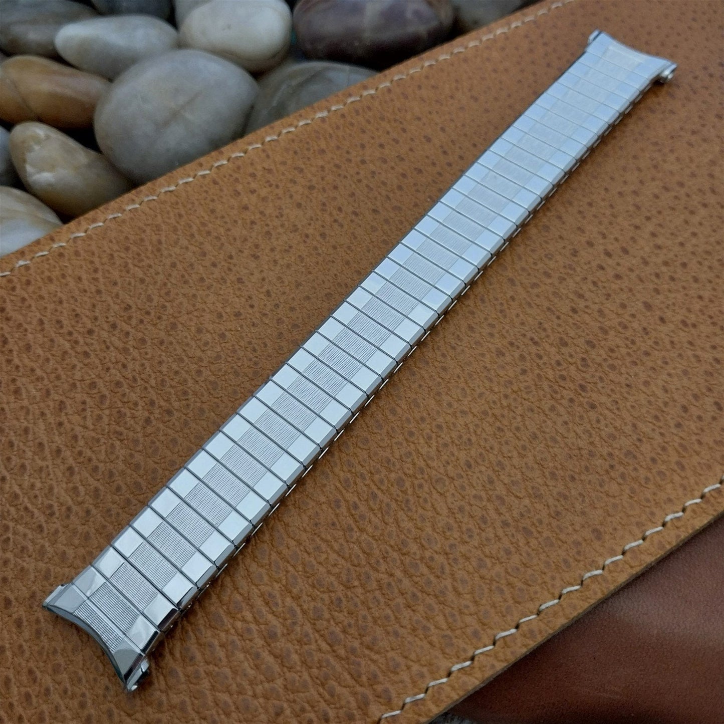 10K White Gold-Filled 19mm 18mm Cobra Speidel USA nos 1970s Vintage Watch Band