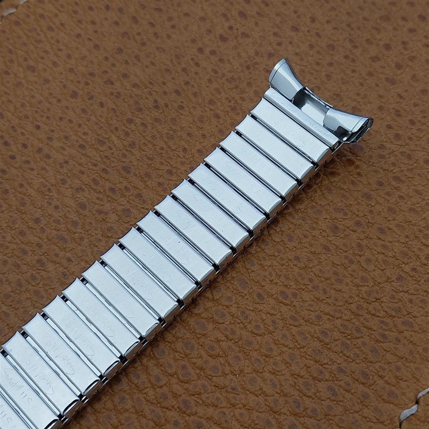 10K White Gold-Filled 19mm 18mm Cobra Speidel USA nos 1970s Vintage Watch Band