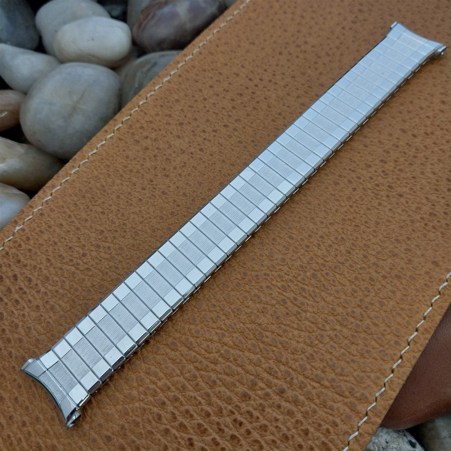 10K White Gold-Filled 19mm Cobra Speidel USA nos 1970s Vintage Watch Band