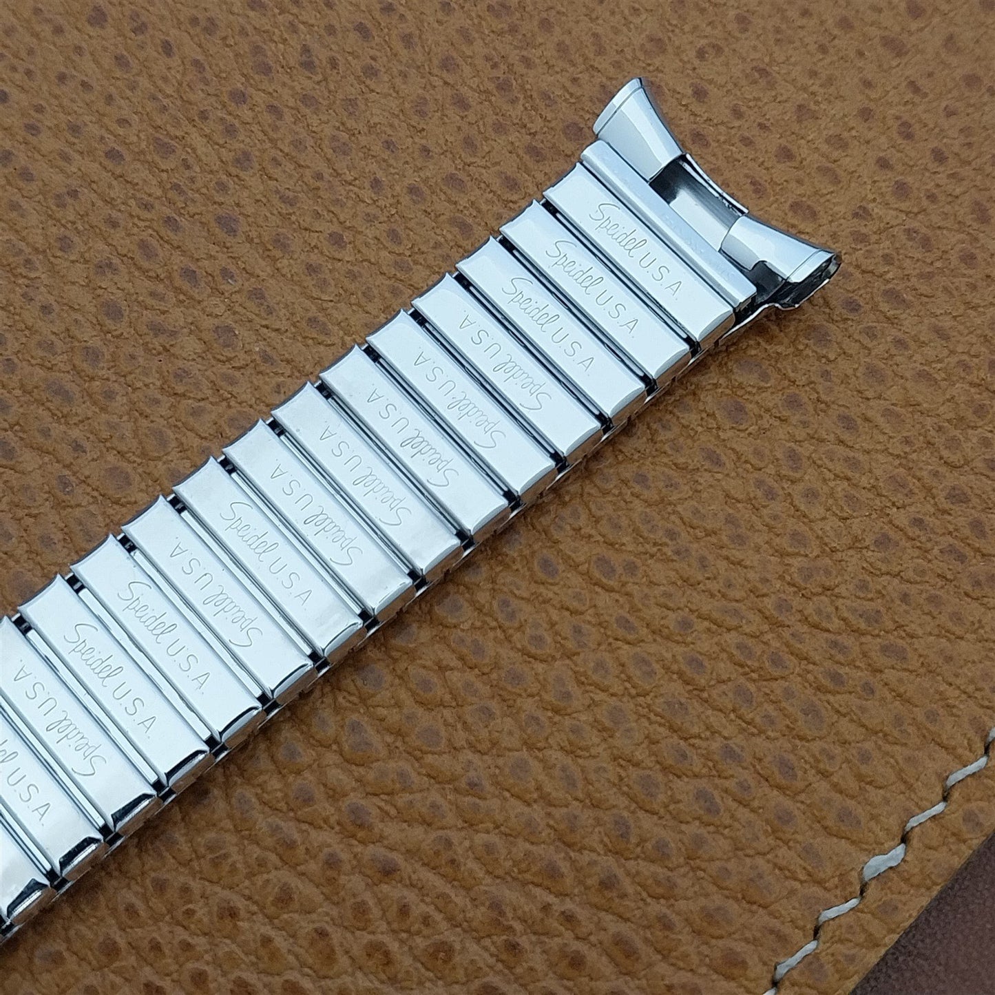 10K White Gold-Filled 19mm Cobra Speidel USA nos 1970s Vintage Watch Band