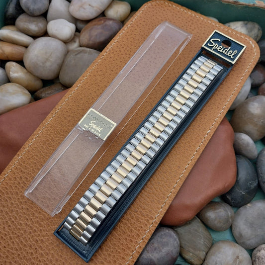 20mm USA Made Speidel Euroflex Gold & Stainless Steel NOS Vintage Watch Band