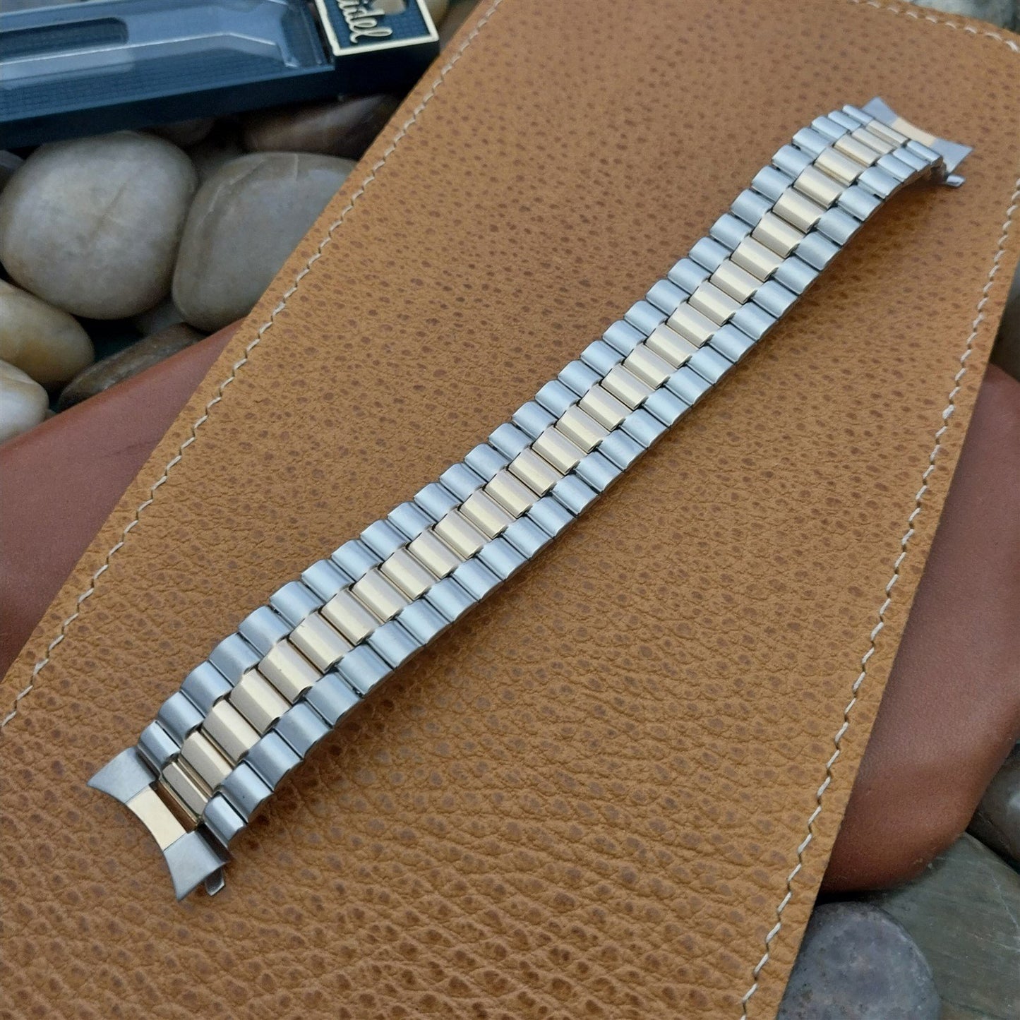 20mm USA Made Speidel Euroflex Gold & Stainless Steel NOS Vintage Watch Band