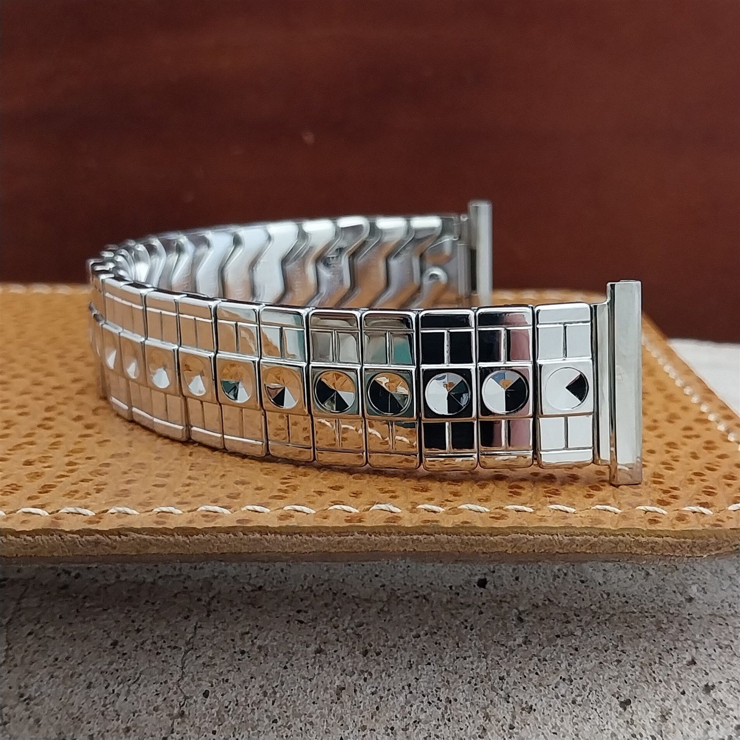 1958 10k White Gold-Filled 19mm Speidel USA Bullseye nos Vintage Watch Band