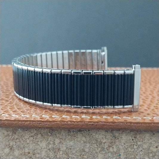 19mm 18mm 17mm 16mm Speidel USA Made Black & Stainless Vintage Watch Band Unused