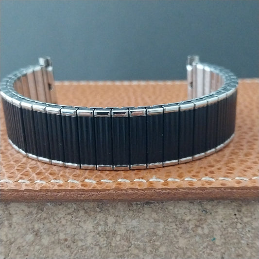 19mm 18mm 17mm 16mm Speidel USA Made Black & Stainless Vintage Watch Band Unused