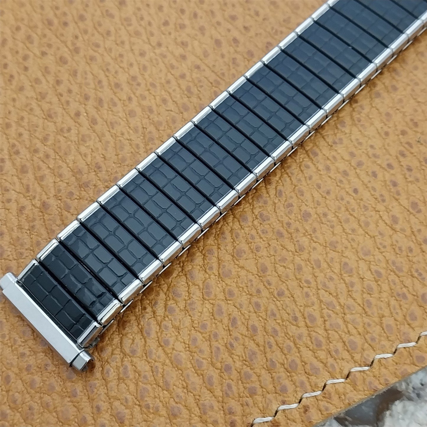 19mm 18mm 16mm Speidel Black & Stainless Steel Romunda Unused Vintage Watch Band