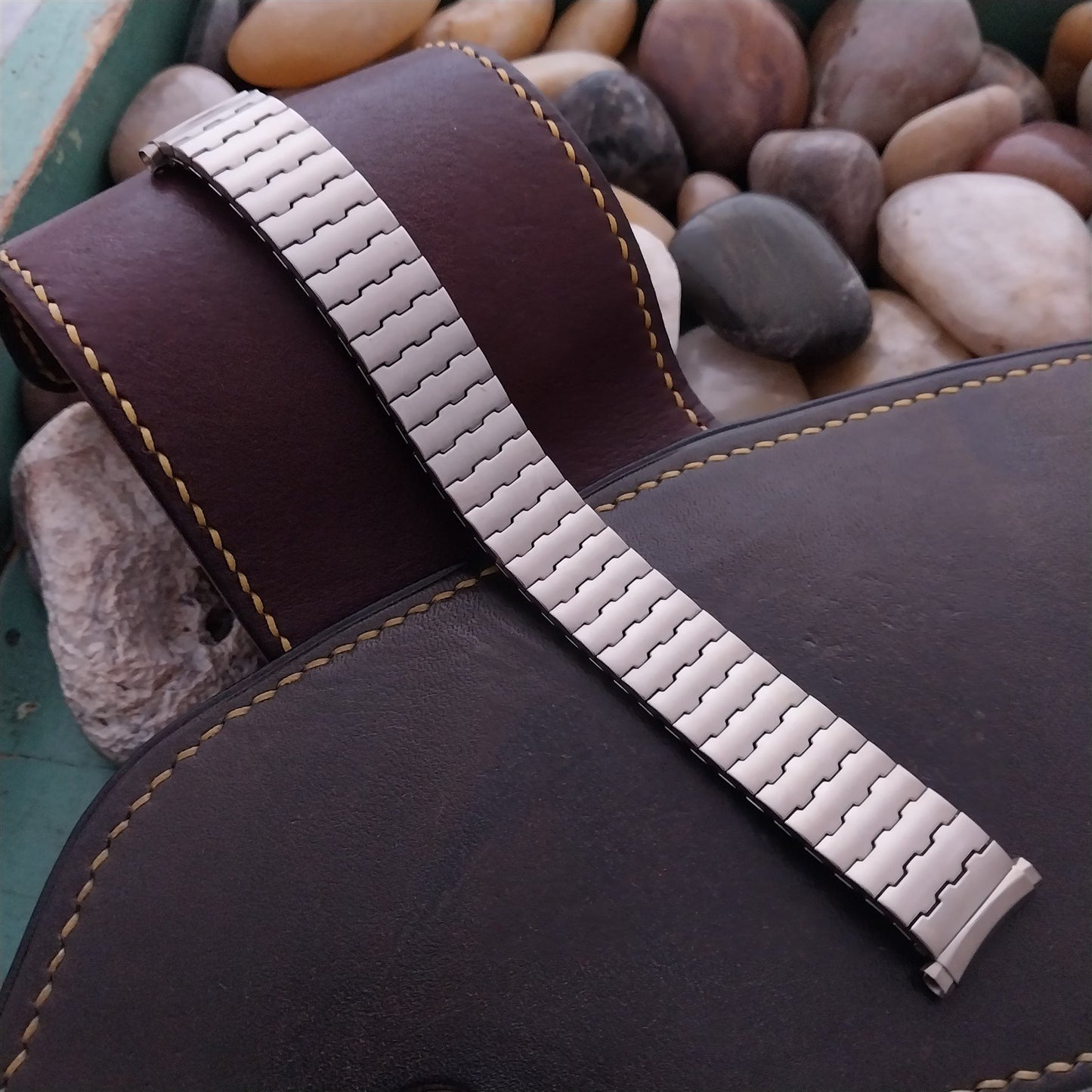 1970s Speidel Brushed Stainless Steel Stretch Long Unused nos Vintage Watch Band