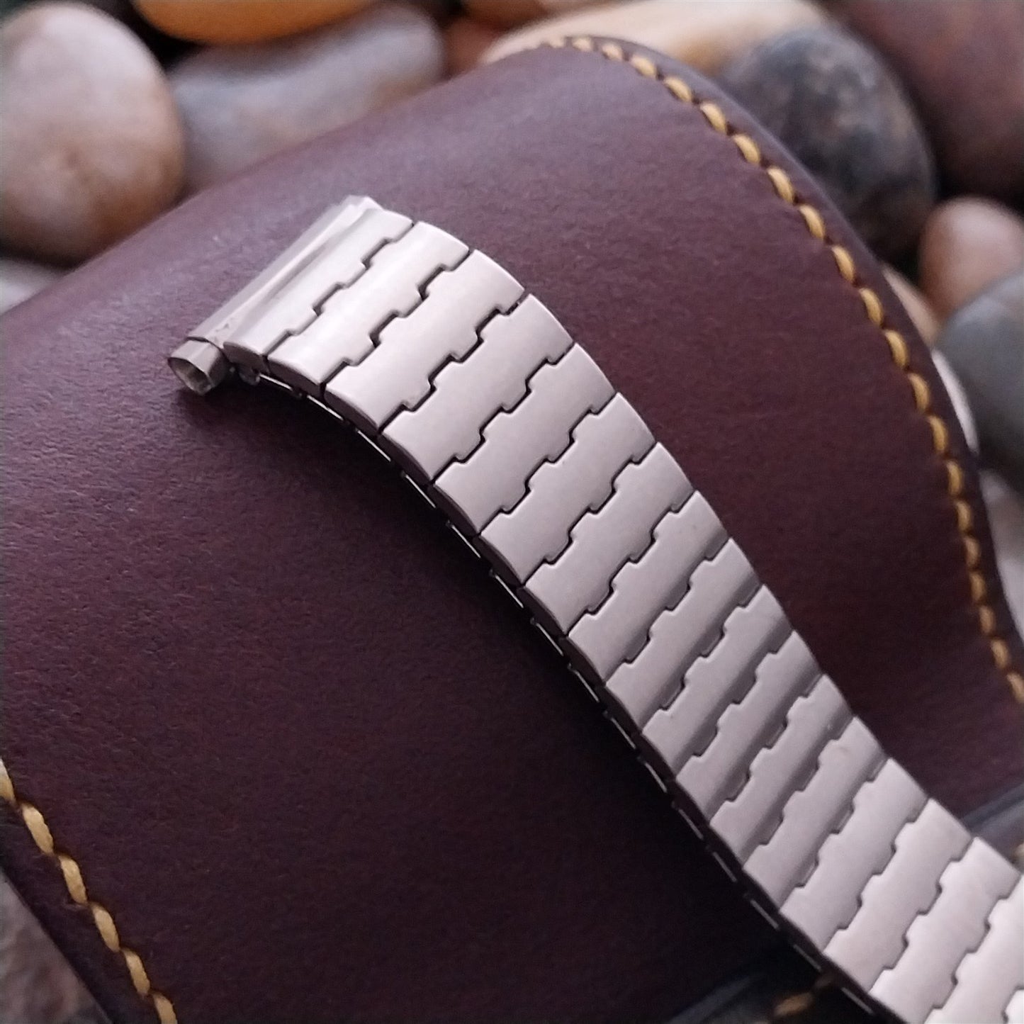 1970s Speidel Brushed Stainless Steel Stretch Long Unused nos Vintage Watch Band