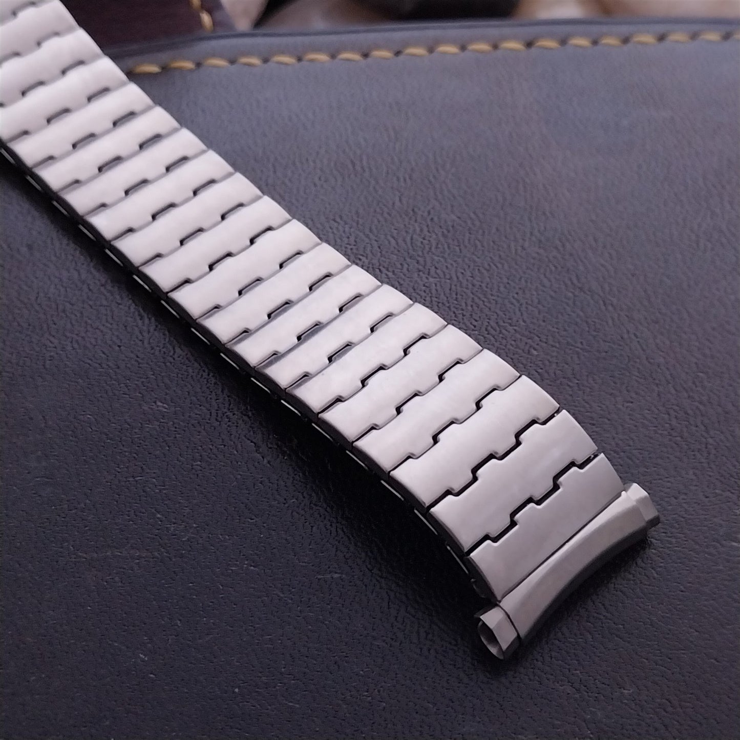 1970s Speidel Brushed Stainless Steel Stretch Long Unused nos Vintage Watch Band