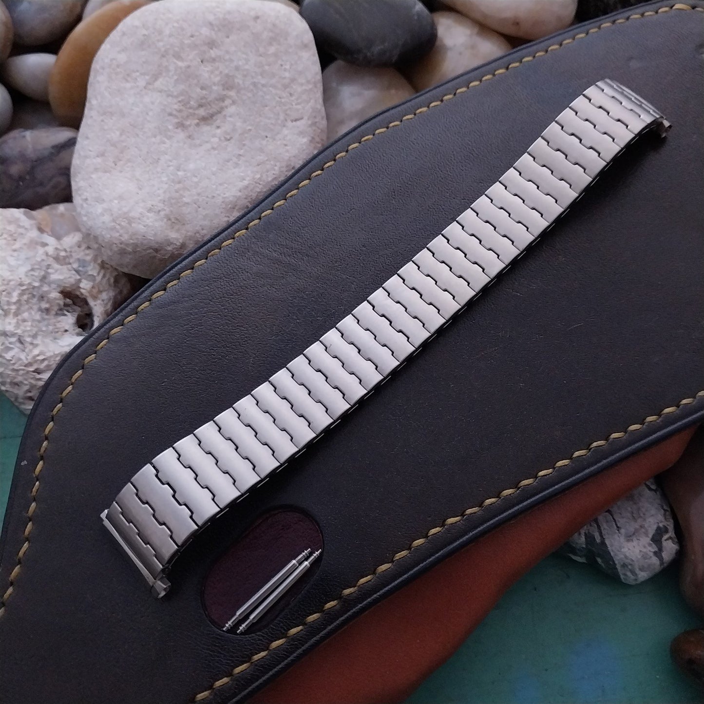1970s Speidel Brushed Stainless Steel Stretch Long Unused nos Vintage Watch Band