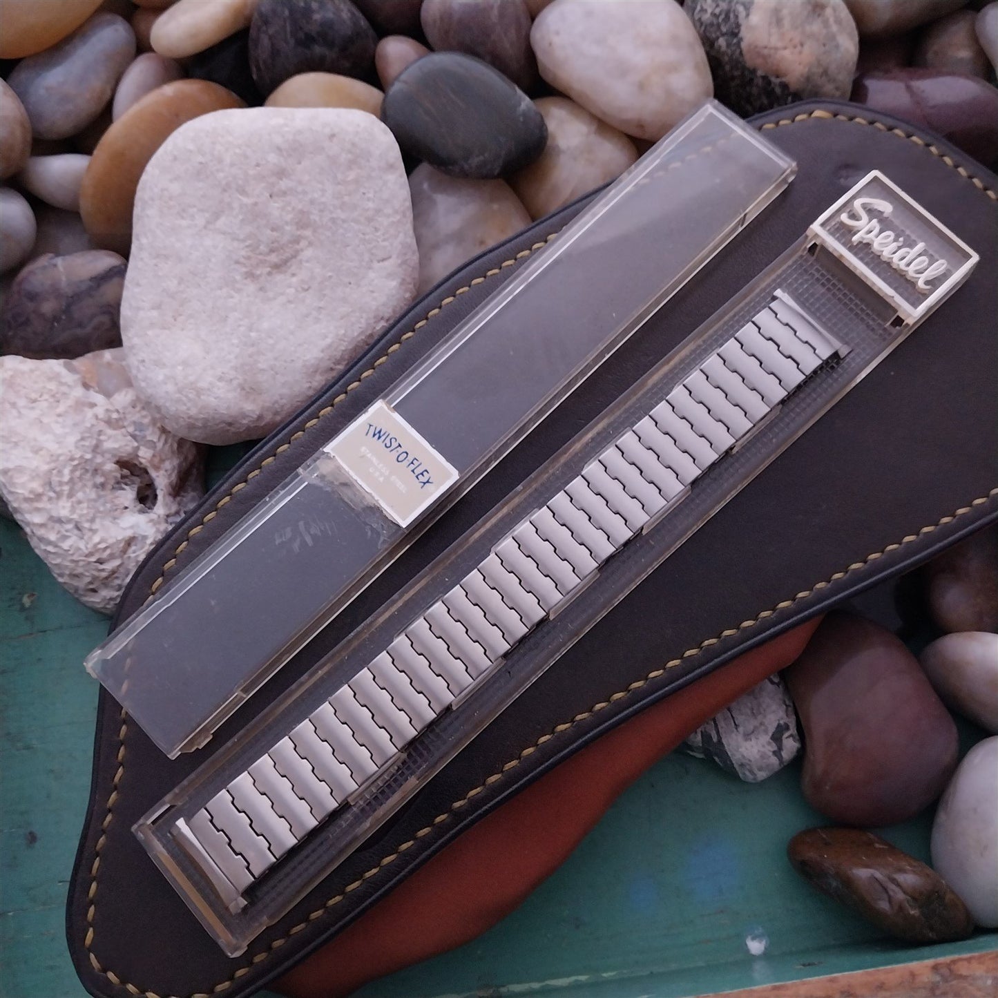 1970s Speidel Brushed Stainless Steel Stretch Long Unused nos Vintage Watch Band