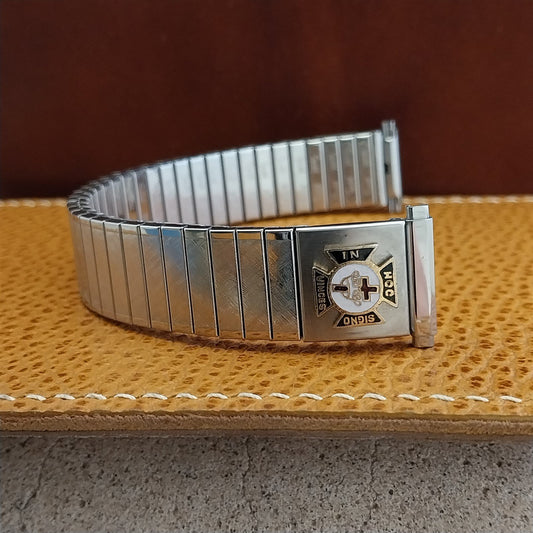 Knights Templar Gold Emblem & Stainless Speidel USA nos Vintage Watch Band