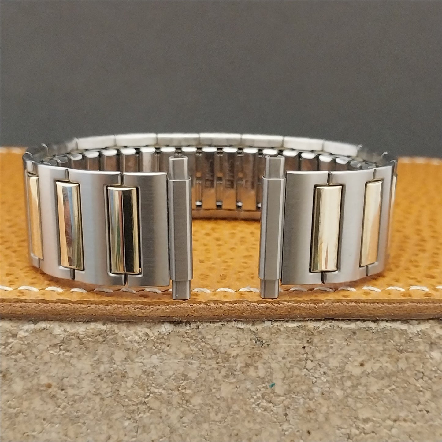 Speidel USA Wide Stainless Steel & Gold Long Expansion Unused Vintage Watch Band