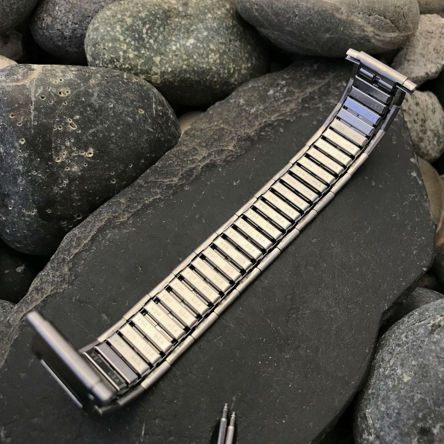 Wide 1970s Speidel USA Made Stainless Steel nos Vintage Watch Band