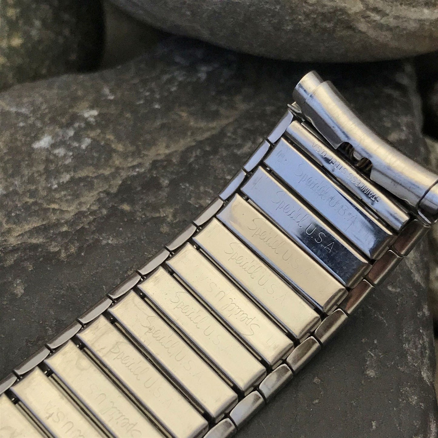 Wide 1970s Speidel USA Made Long Stainless Steel Unused nos Vintage Watch Band