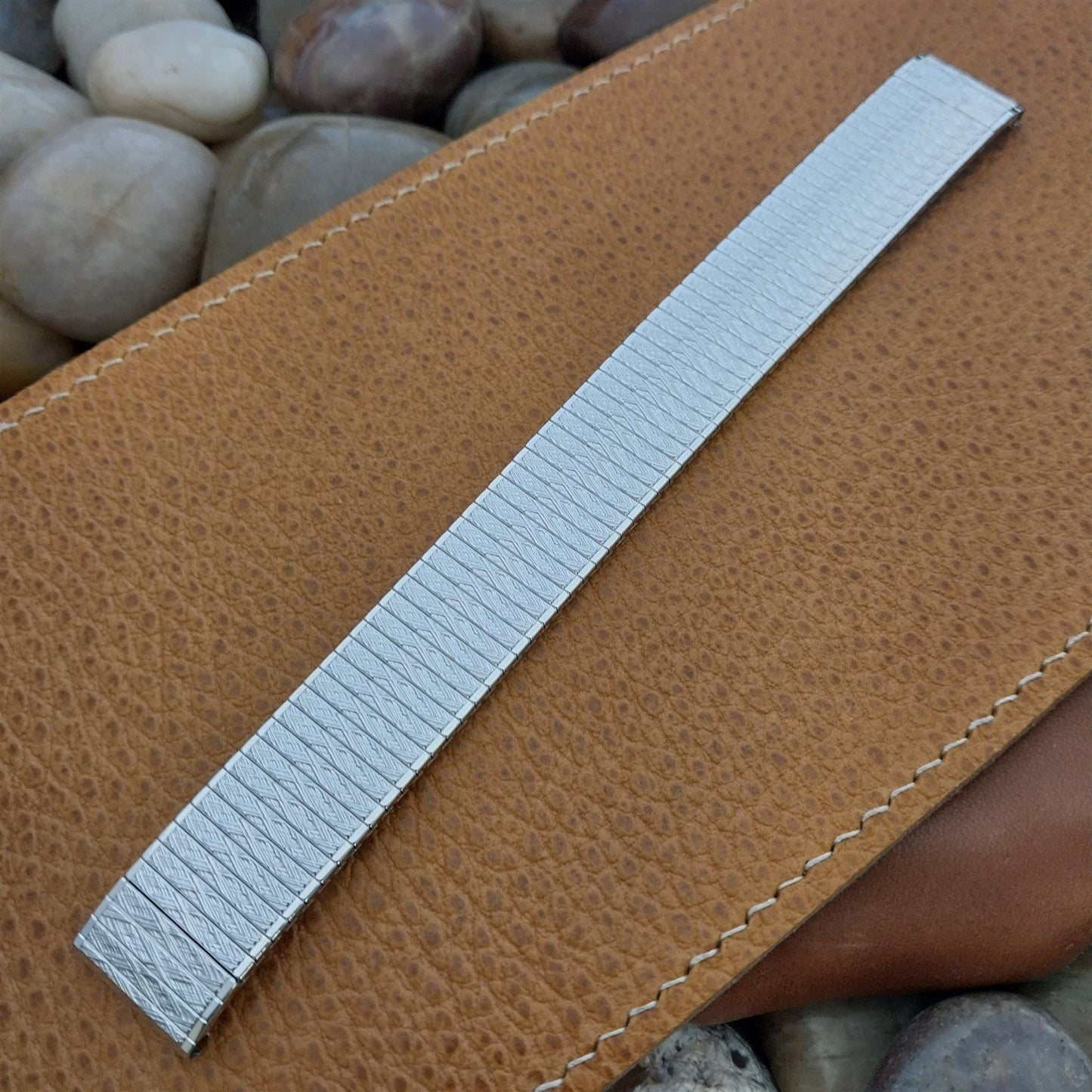 Speidel Thinline 17.2mm 10K White Gold-Filled nos Long Vintage Watch Band