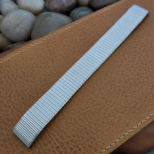 Long 10K White Gold-Filled Speidel Thinline 17.2mm nos Vintage Watch Band
