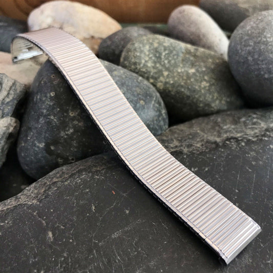 Long 10K White Gold-Filled Speidel Thinline 17.2mm nos Vintage Watch Band