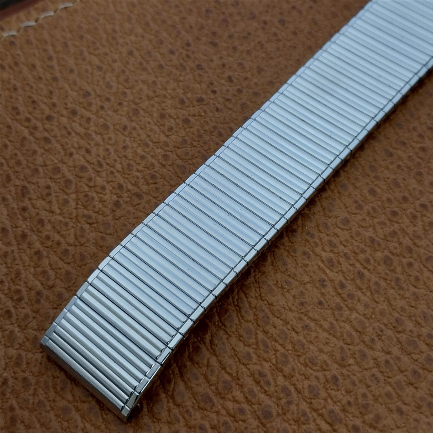 Long 10K White Gold-Filled Speidel Thinline 17.2mm nos Vintage Watch Band