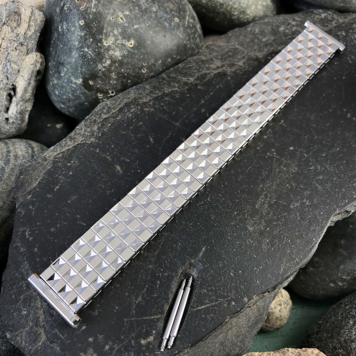 19mm 18mm 10k White Gold-Filled Speidel Patent Pending nos Vintage Watch Band