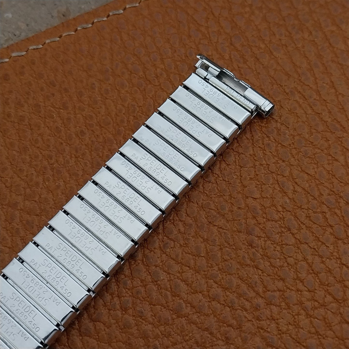 19mm 18mm 10k White Gold-Filled Speidel Patent Pending nos Vintage Watch Band
