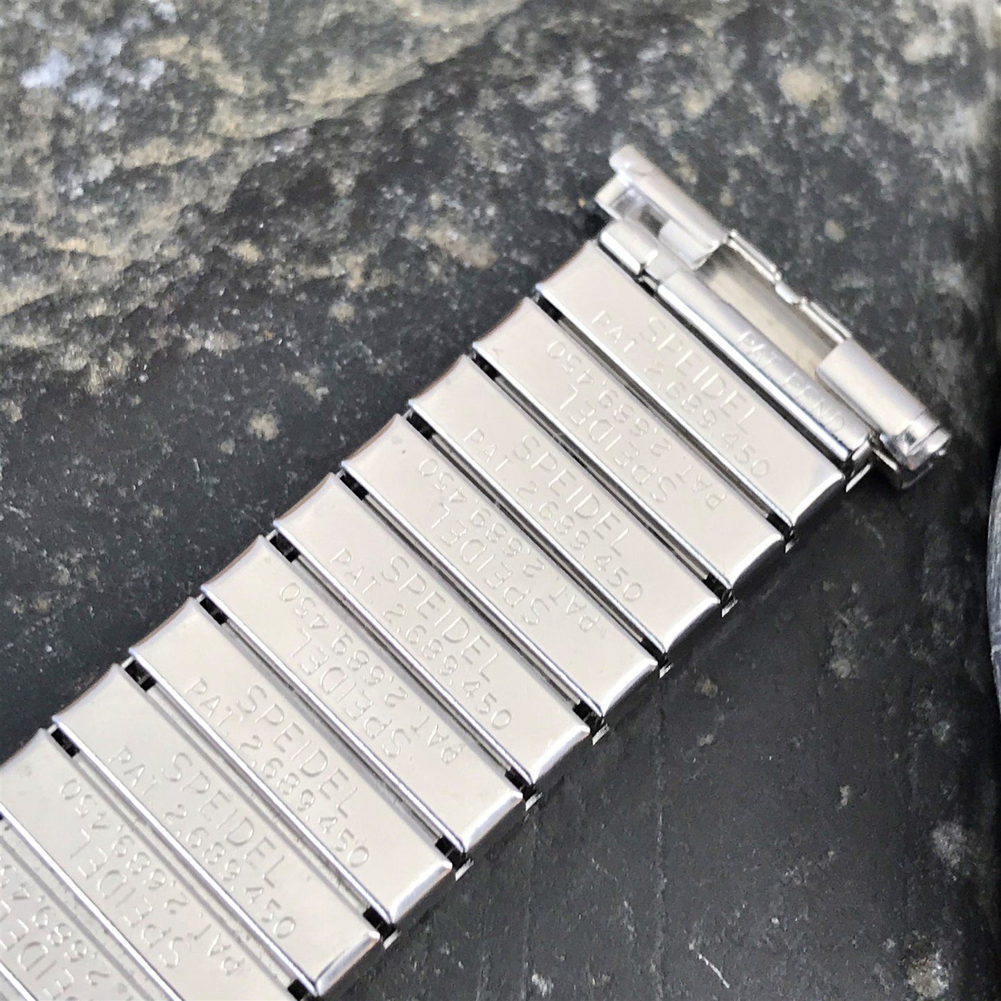 19mm 18mm 10k White Gold-Filled Speidel Patent Pending nos Vintage Watch Band