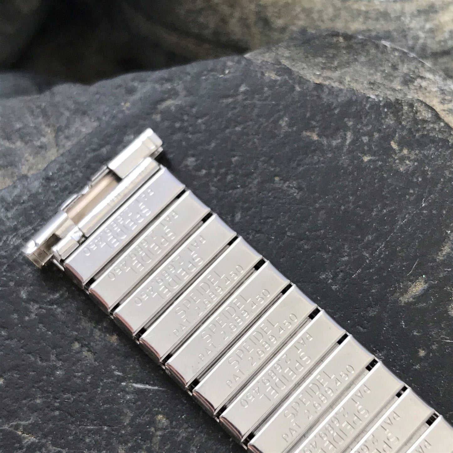 19mm 18mm 10k White Gold-Filled Speidel Patent Pending nos Vintage Watch Band