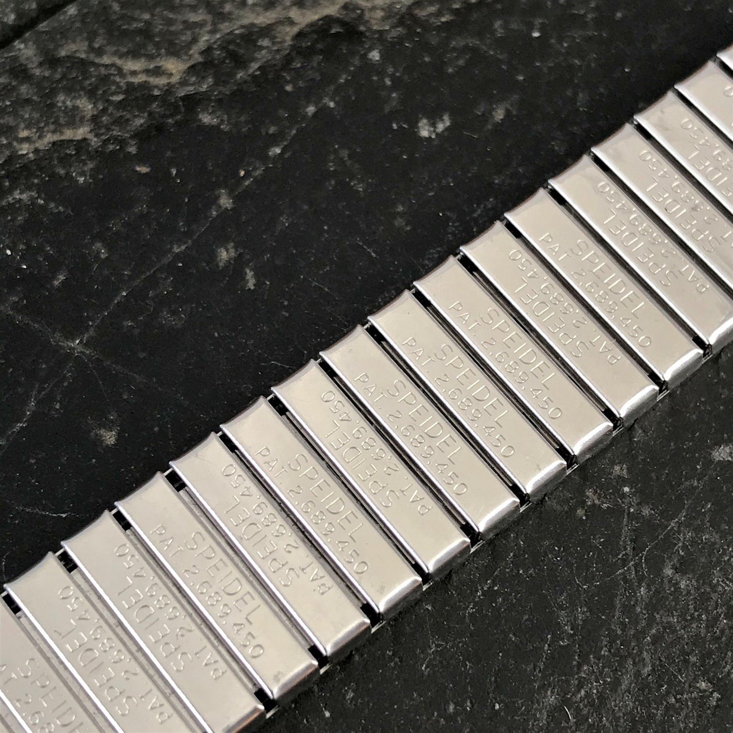 19mm 18mm 10k White Gold-Filled Speidel Patent Pending nos Vintage Watch Band