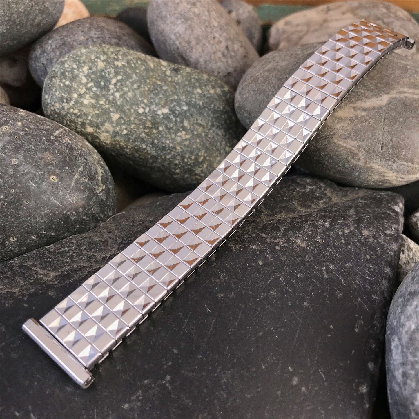 19mm 18mm 10k White Gold-Filled Speidel Patent Pending nos Vintage Watch Band