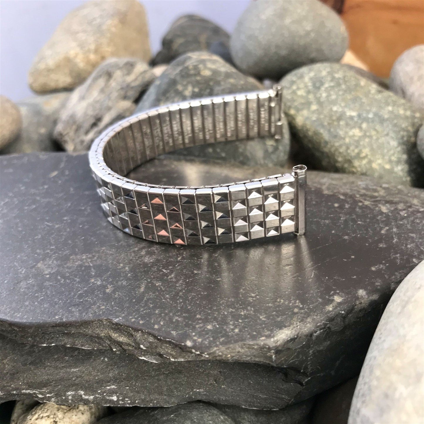 19mm 18mm 10k White Gold-Filled Speidel Patent Pending nos Vintage Watch Band