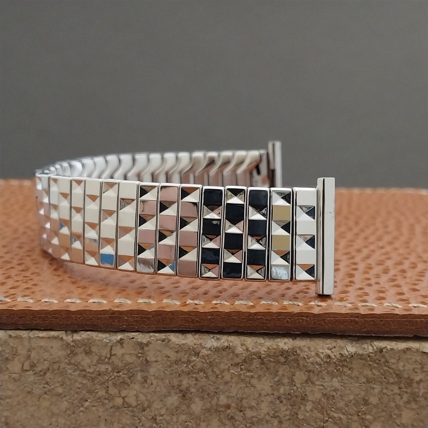 50s 10k White Gold-Filled Speidel nos Scissor Expansion Vintage Watch Band