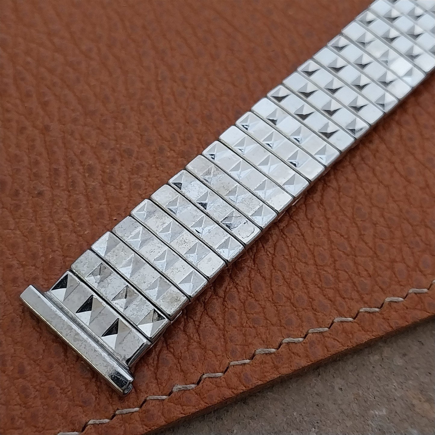 50s 10k White Gold-Filled Speidel nos Scissor Expansion Vintage Watch Band