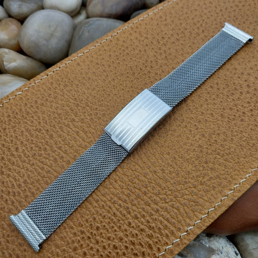 19mm 18mm 1930s Mesh Chrome Plated Nanasi Senator Long Unused Vintage Watch Band