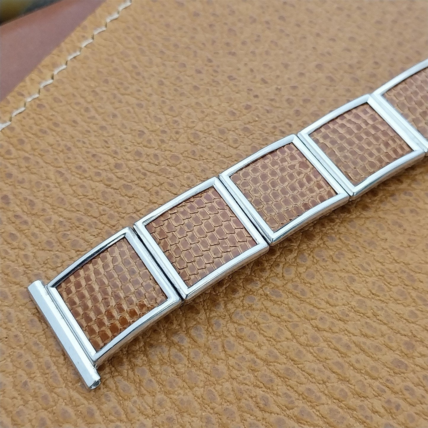 Vintage 1950s Speidel 19mm 18mm Lizard & White Gold-Filled Classic Watch Band