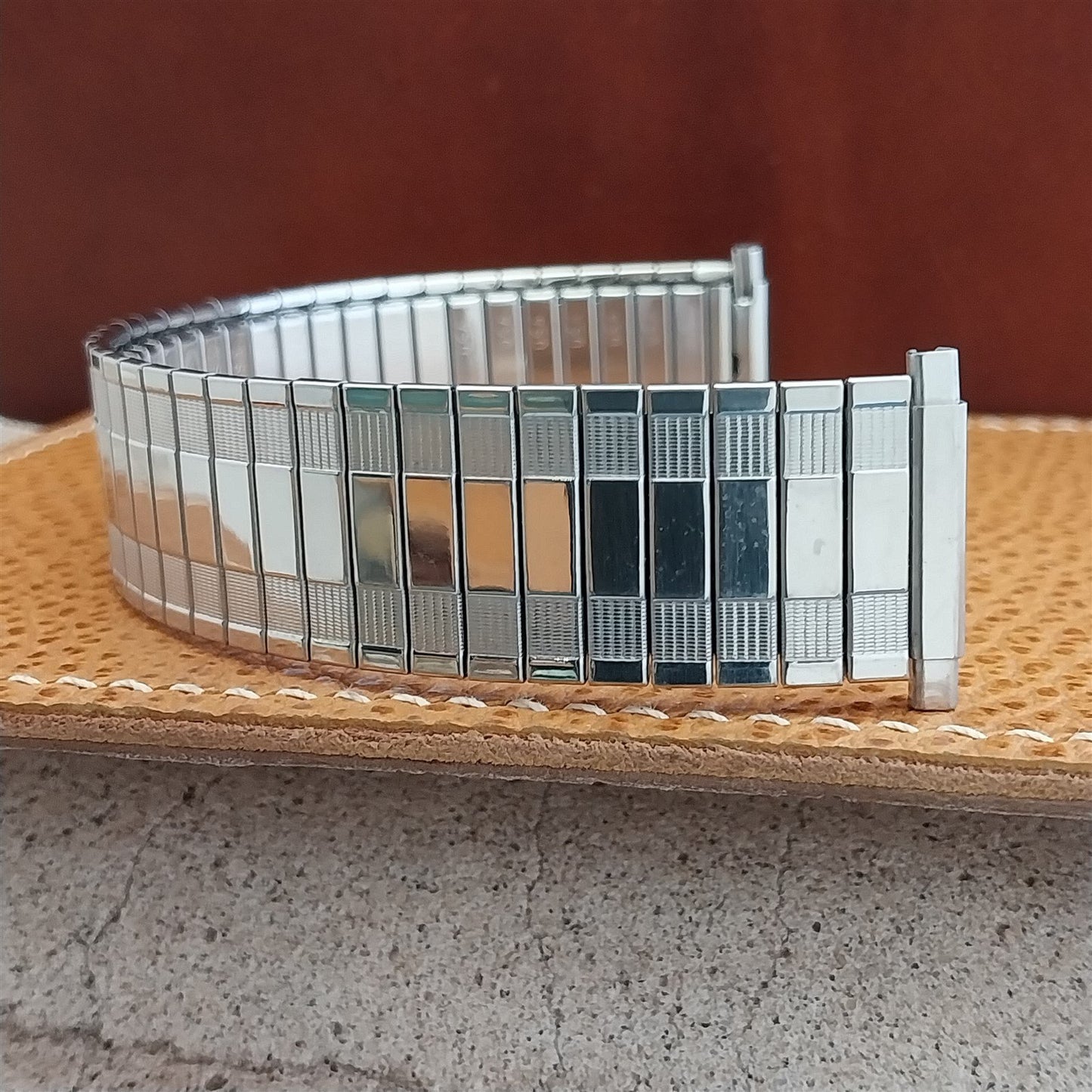 Wide Stainless Steel 22mm 20mm 19mm Speidel USA Long 1970s Vintage Watch Band