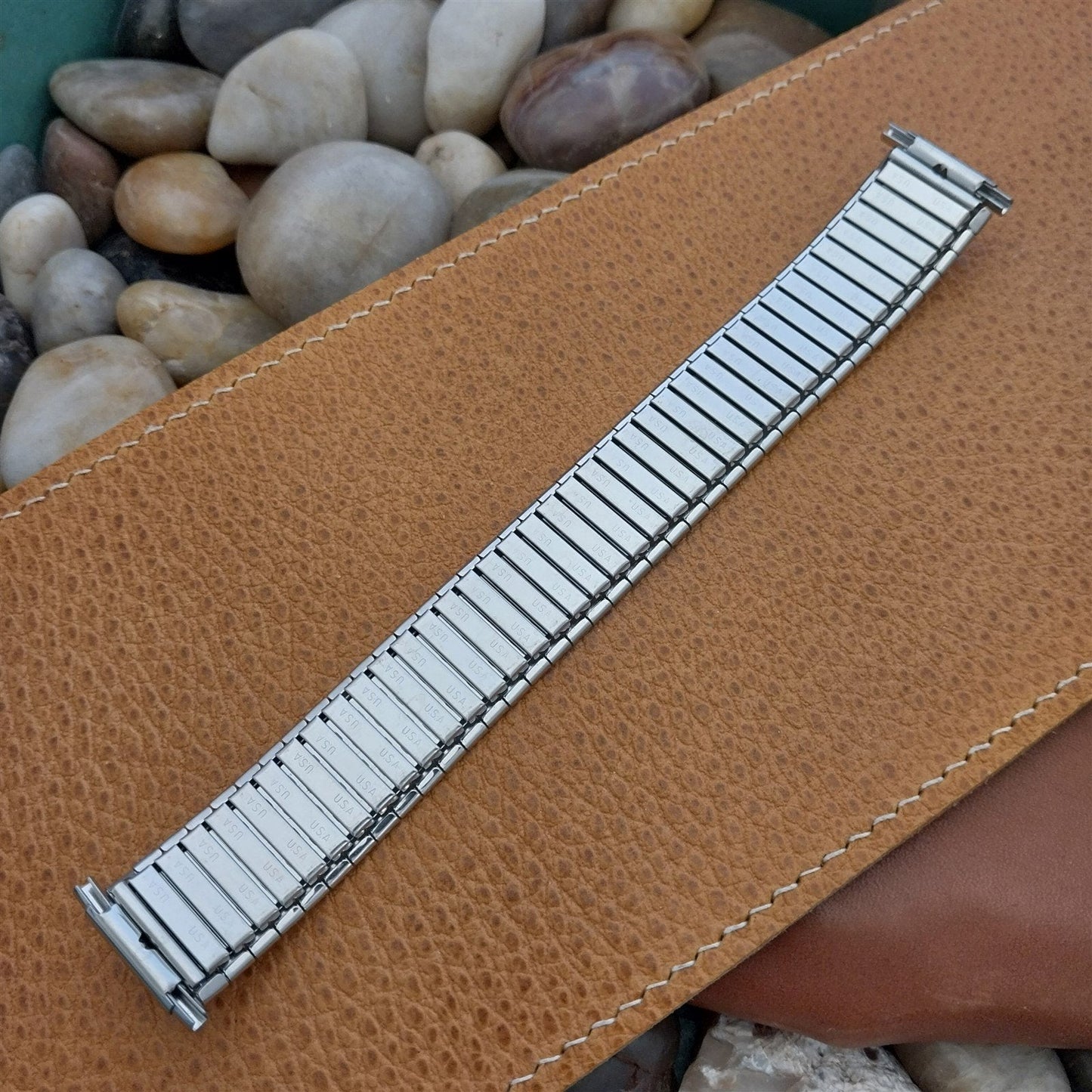 Wide Stainless Steel 22mm 20mm 19mm Speidel USA Long 1970s Vintage Watch Band