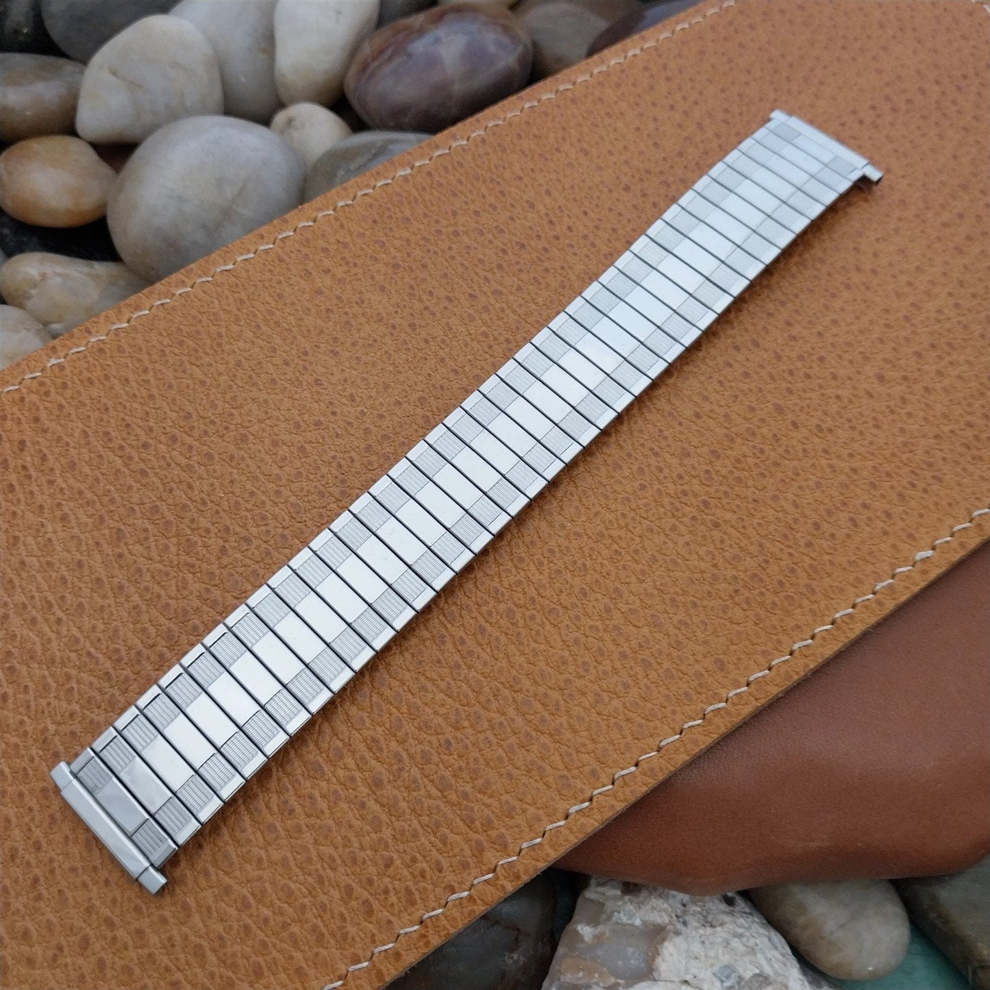 Wide Stainless Steel 22mm 20mm 19mm Speidel USA Long 1970s Vintage Watch Band