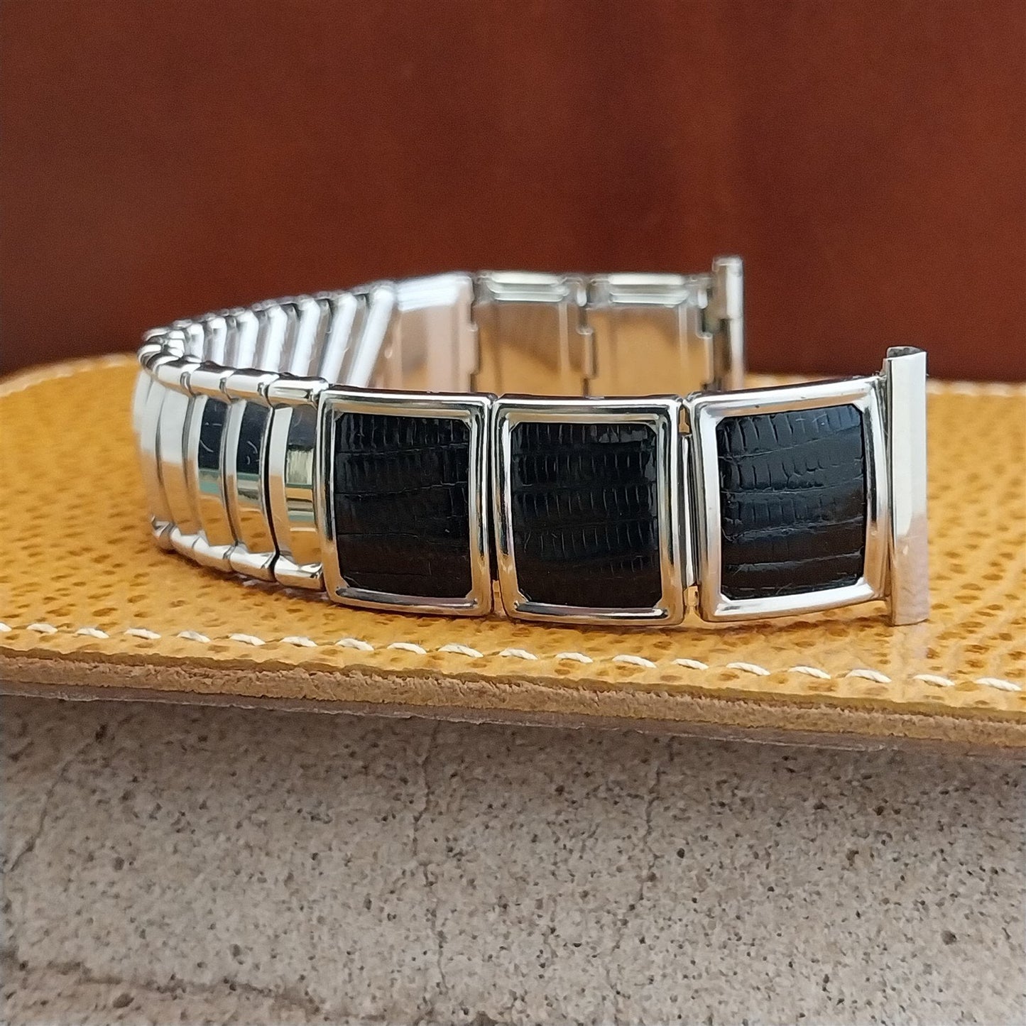 Vintage 19mm 18mm 16mm JB Champion Classic Stainless Steel & Lizard Watch Band