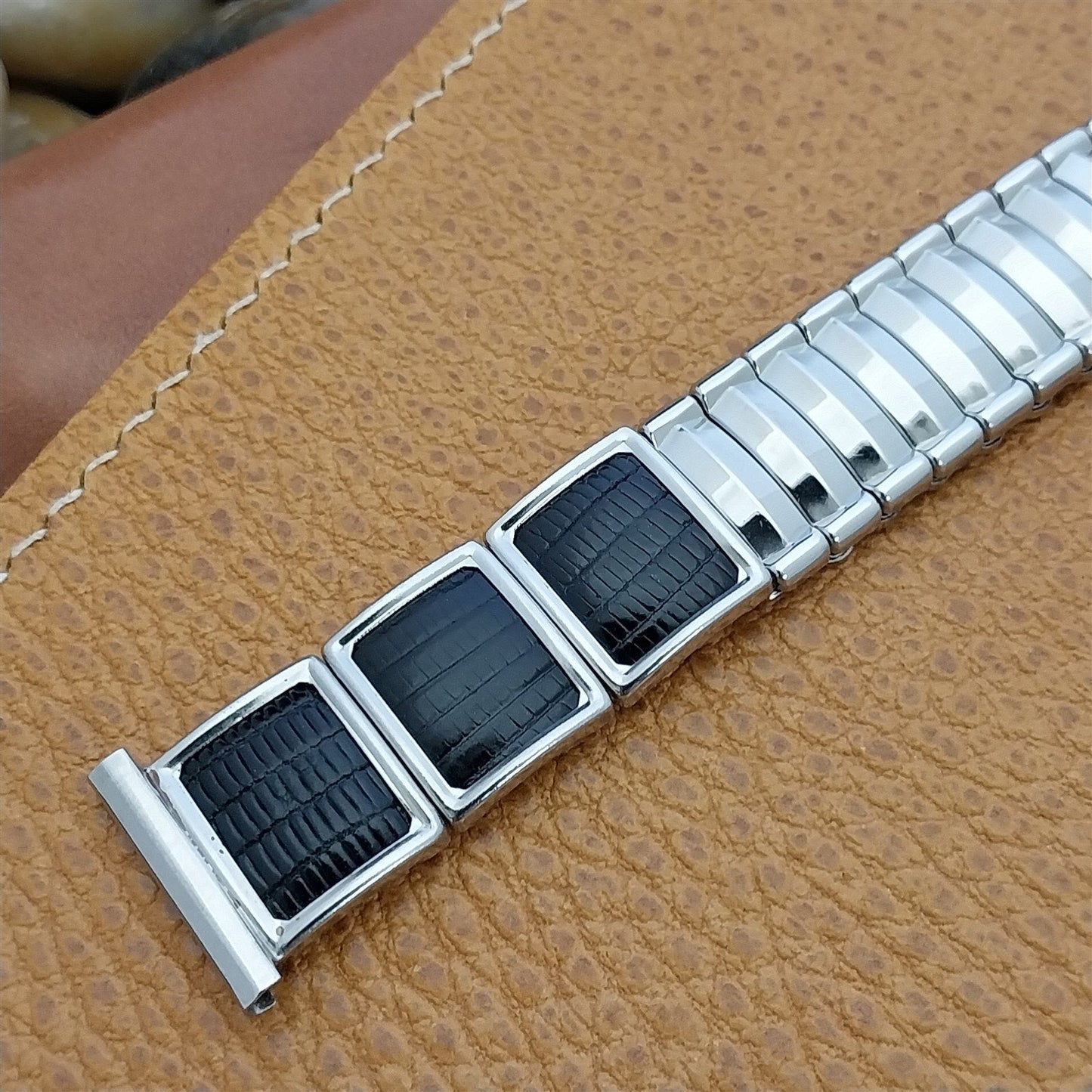 Vintage 19mm 18mm 16mm JB Champion Classic Stainless Steel & Lizard Watch Band