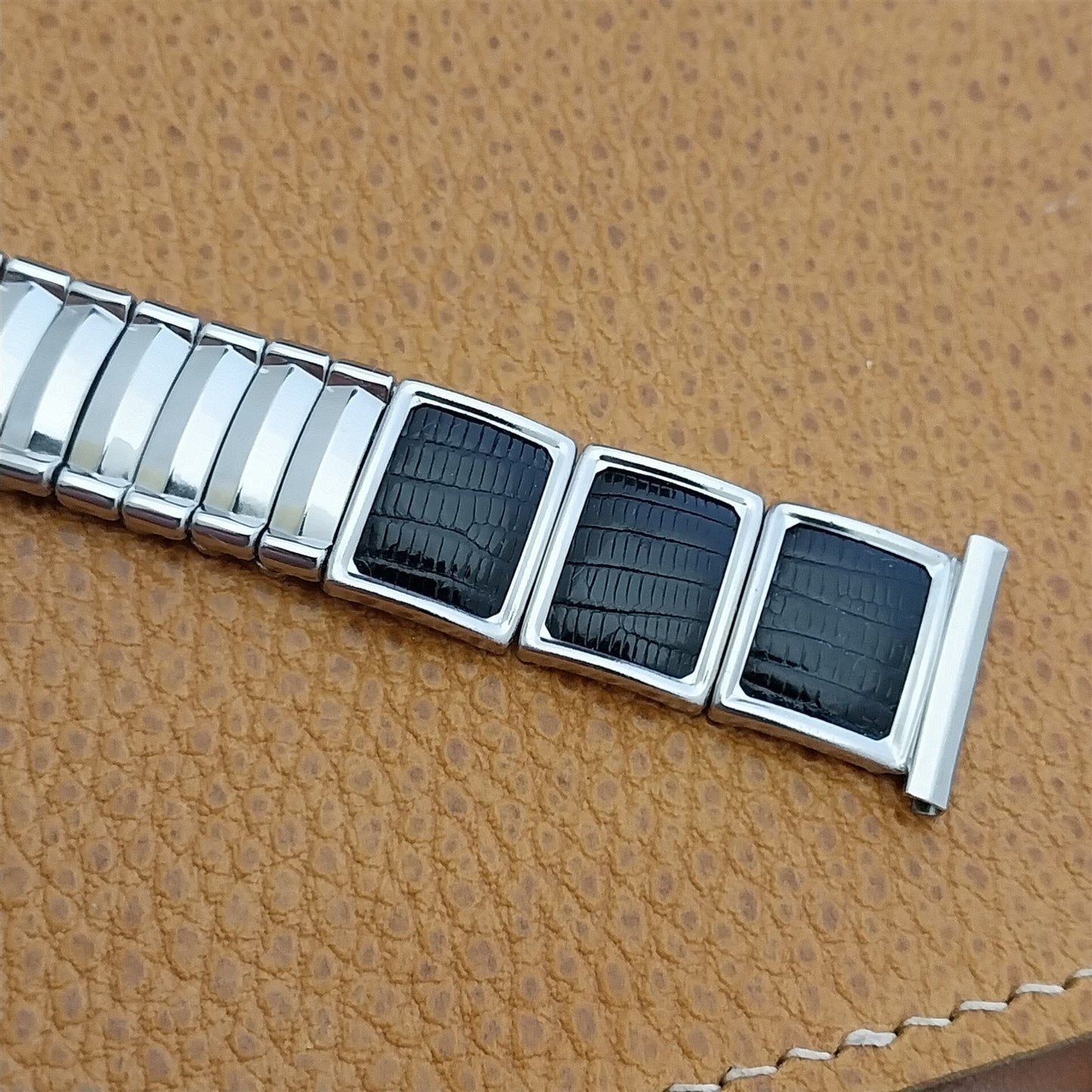 Vintage 19mm 18mm 16mm JB Champion Classic Stainless Steel & Lizard Watch Band