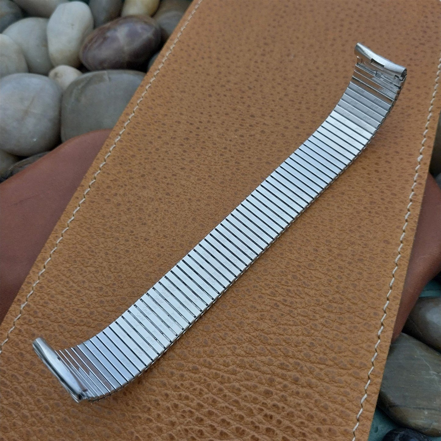 17.2mm 11/16" White Gold-Filled Long Speidel Thinline Unused 1970s Watch Band