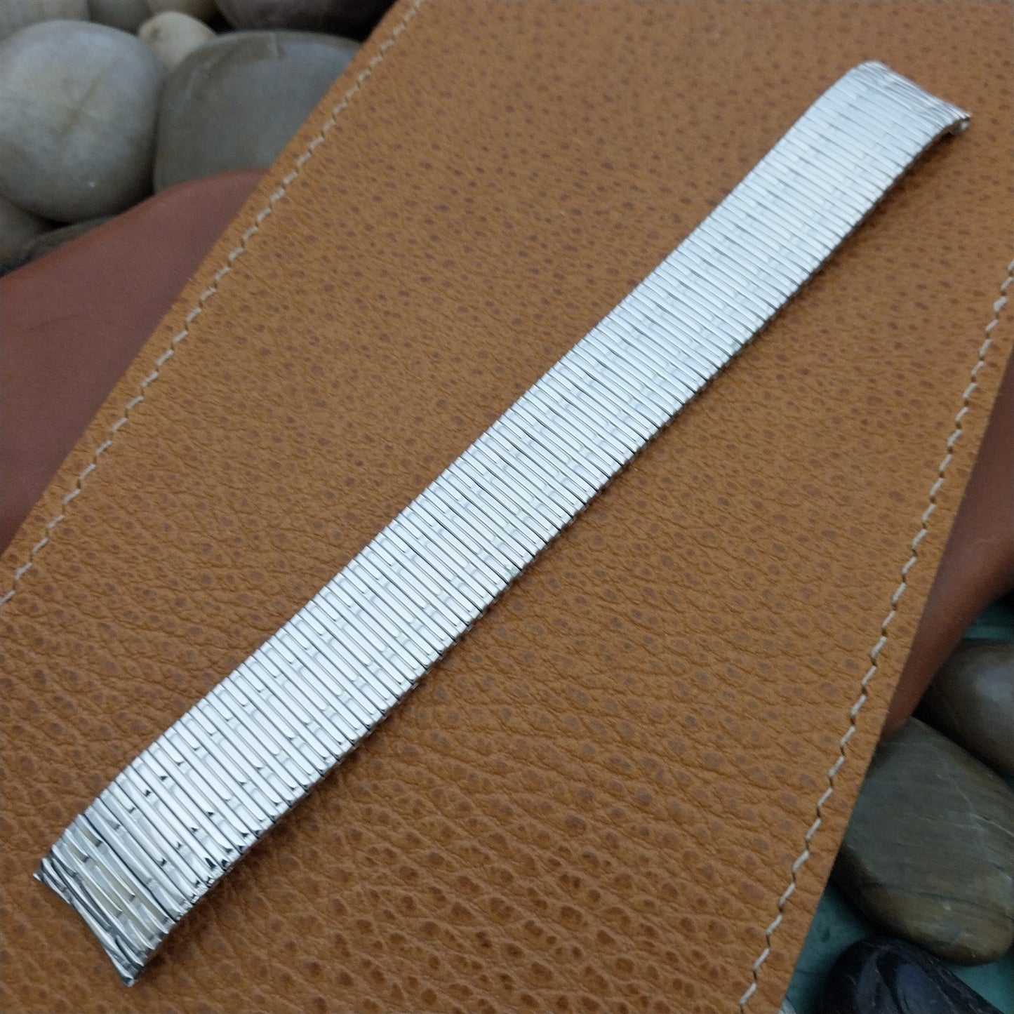 17.2mm 11/16" White Gold-Filled Long Speidel Thinline Unused 1970s Watch Band