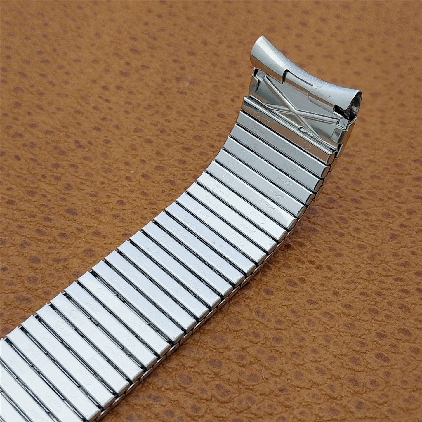 Long 10K White Gold-Filled Speidel Thinline 17.2mm Vintage Watch Band