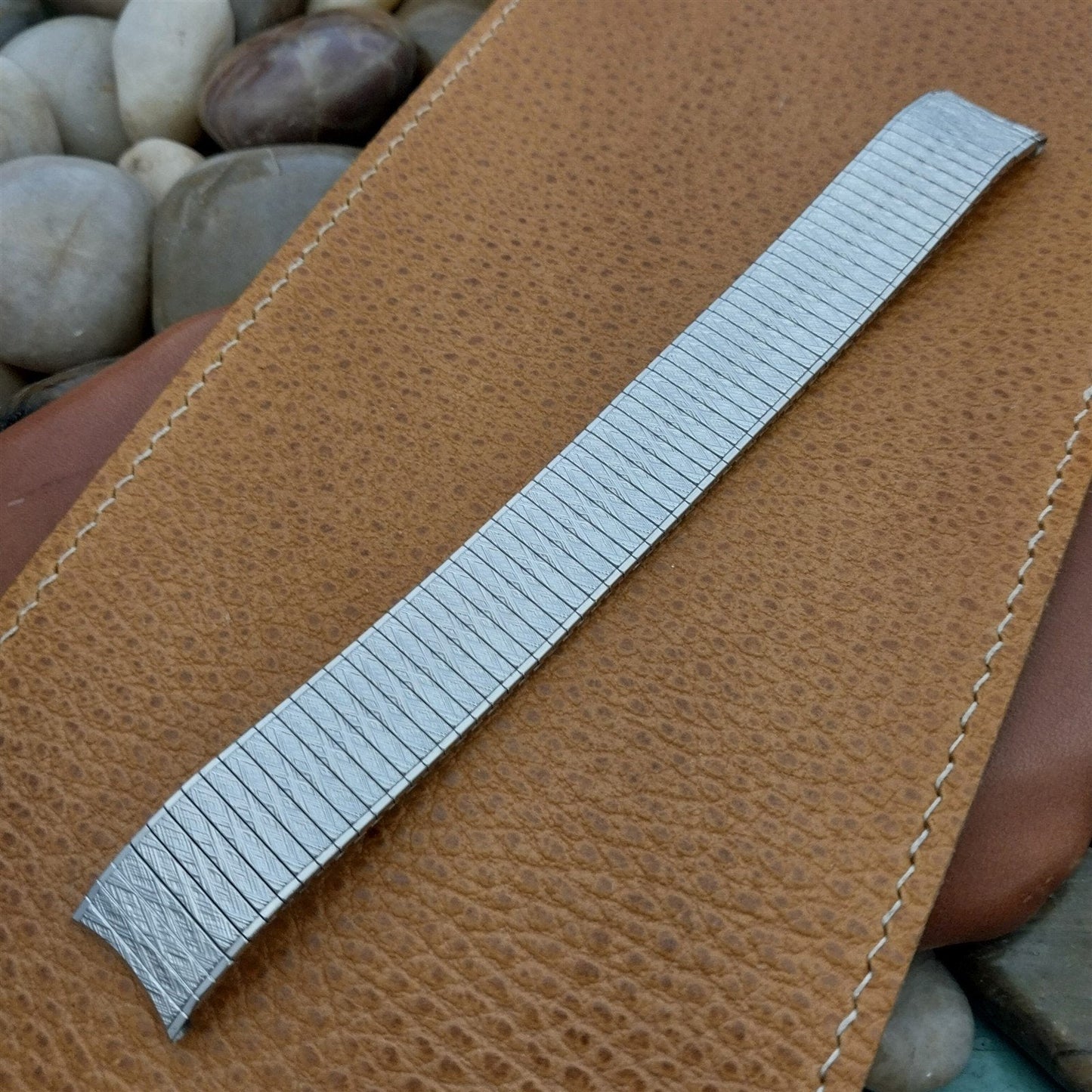 long 10K White Gold-Filled Speidel Thinline 17.2mm Vintage Watch Band