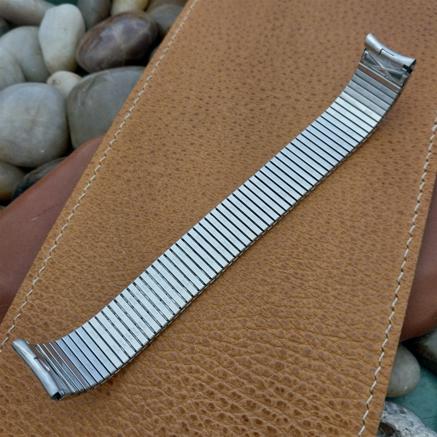 long 10K White Gold-Filled Speidel Thinline 17.2mm Vintage Watch Band