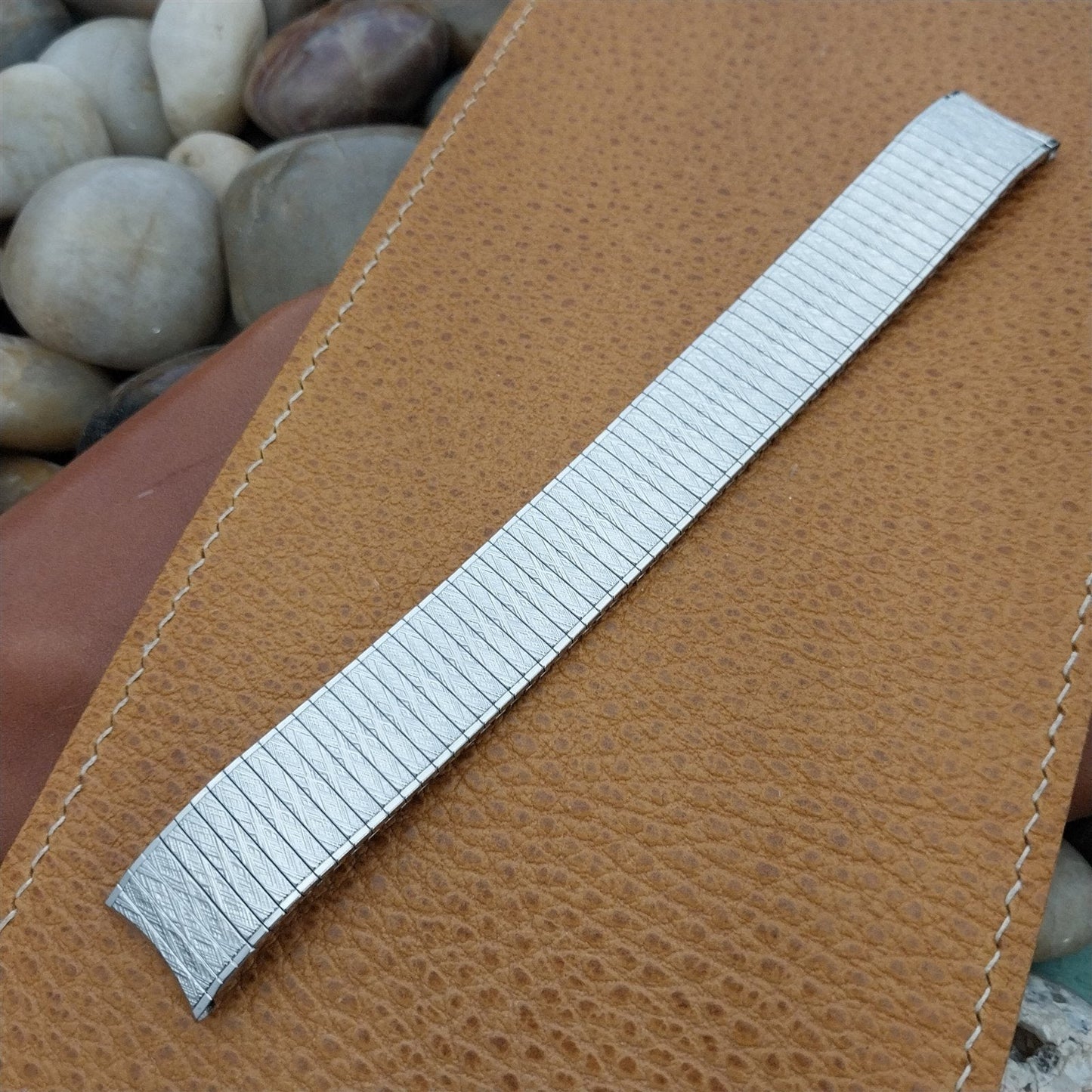 long 10K White Gold-Filled Speidel Thinline 17.2mm Vintage Watch Band