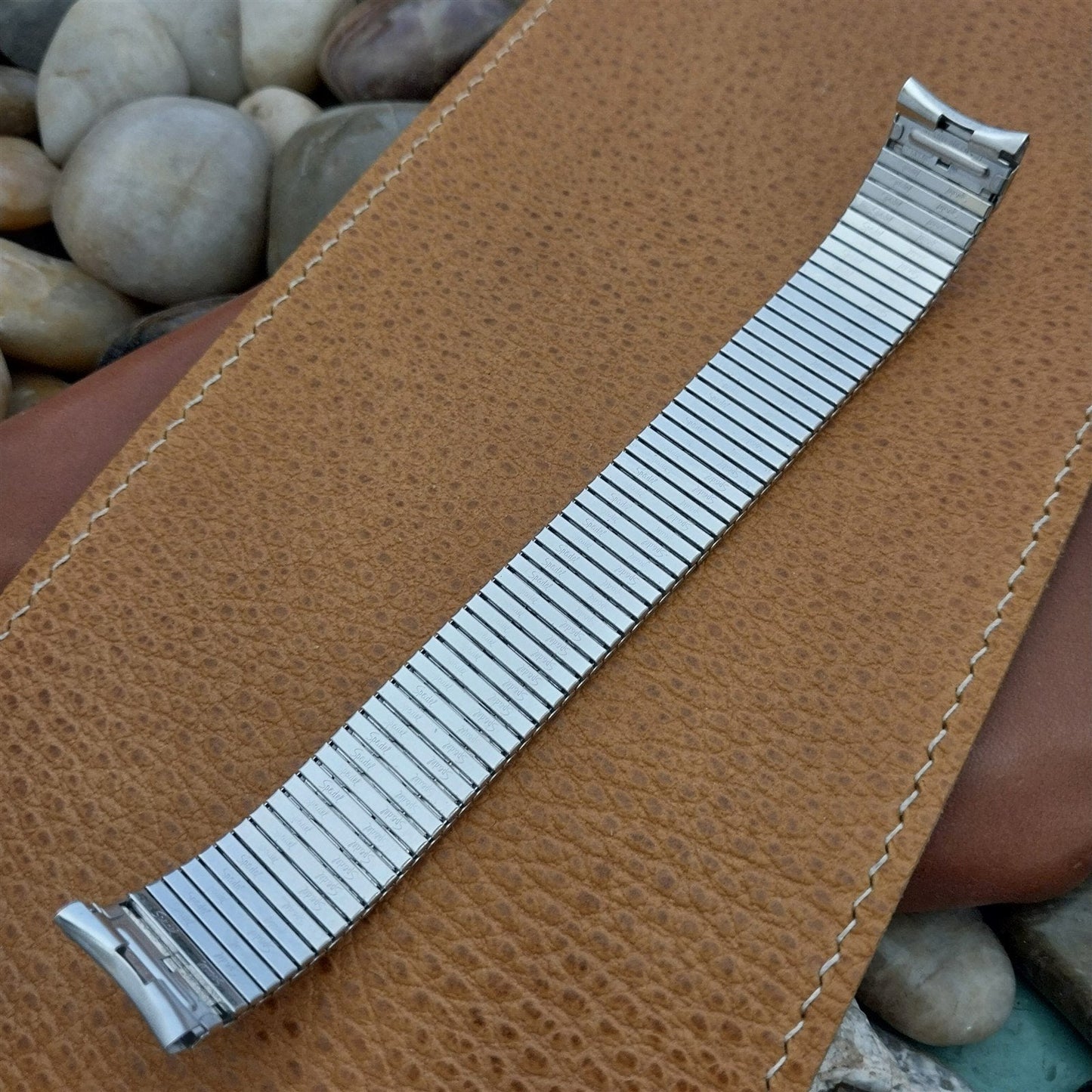 17.2mm 10K White Gold-Filled Speidel Thinline Vintage Watch Band