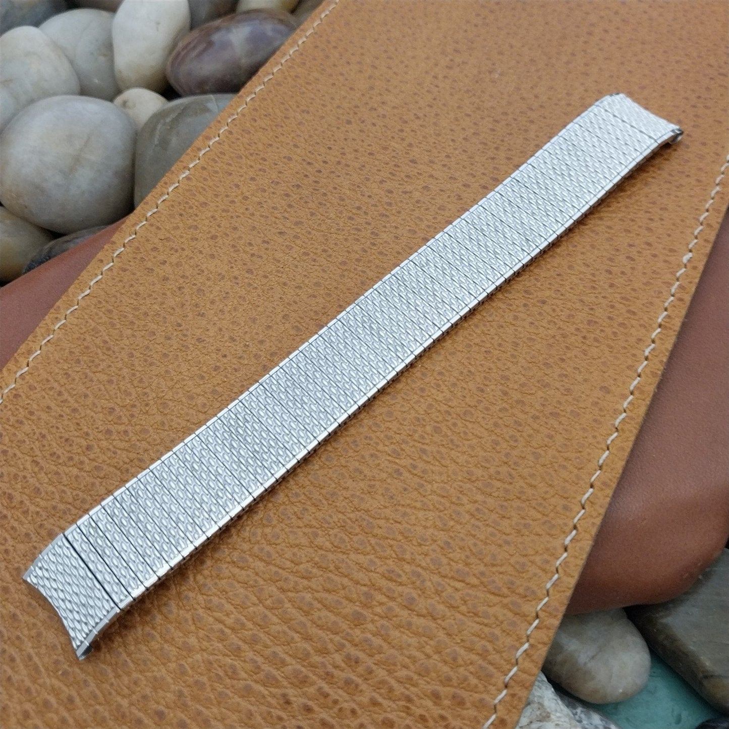 17.2mm 10K White Gold-Filled Speidel Thinline Vintage Watch Band