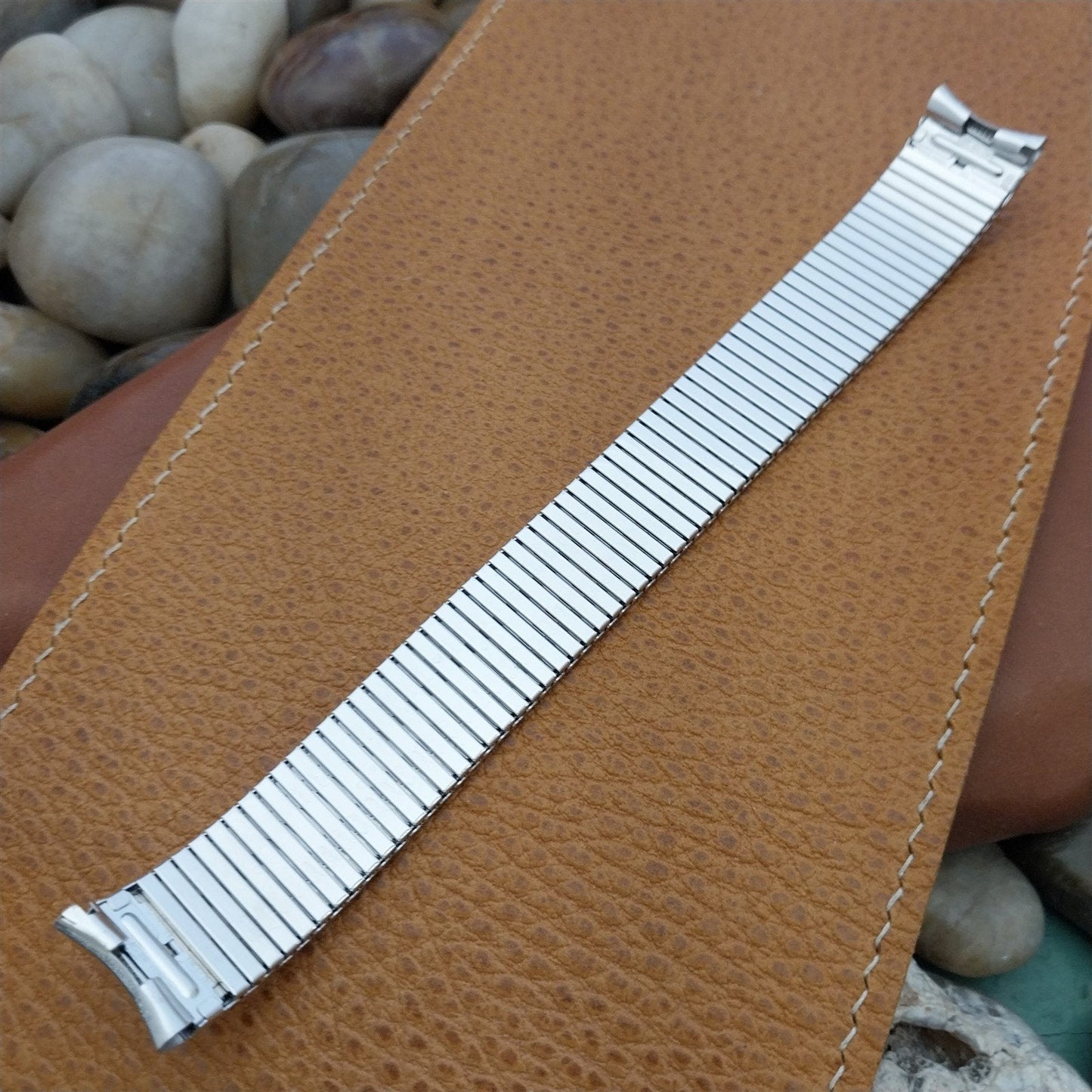 17.2mm 10K White Gold-Filled Speidel Thinline Vintage Watch Band